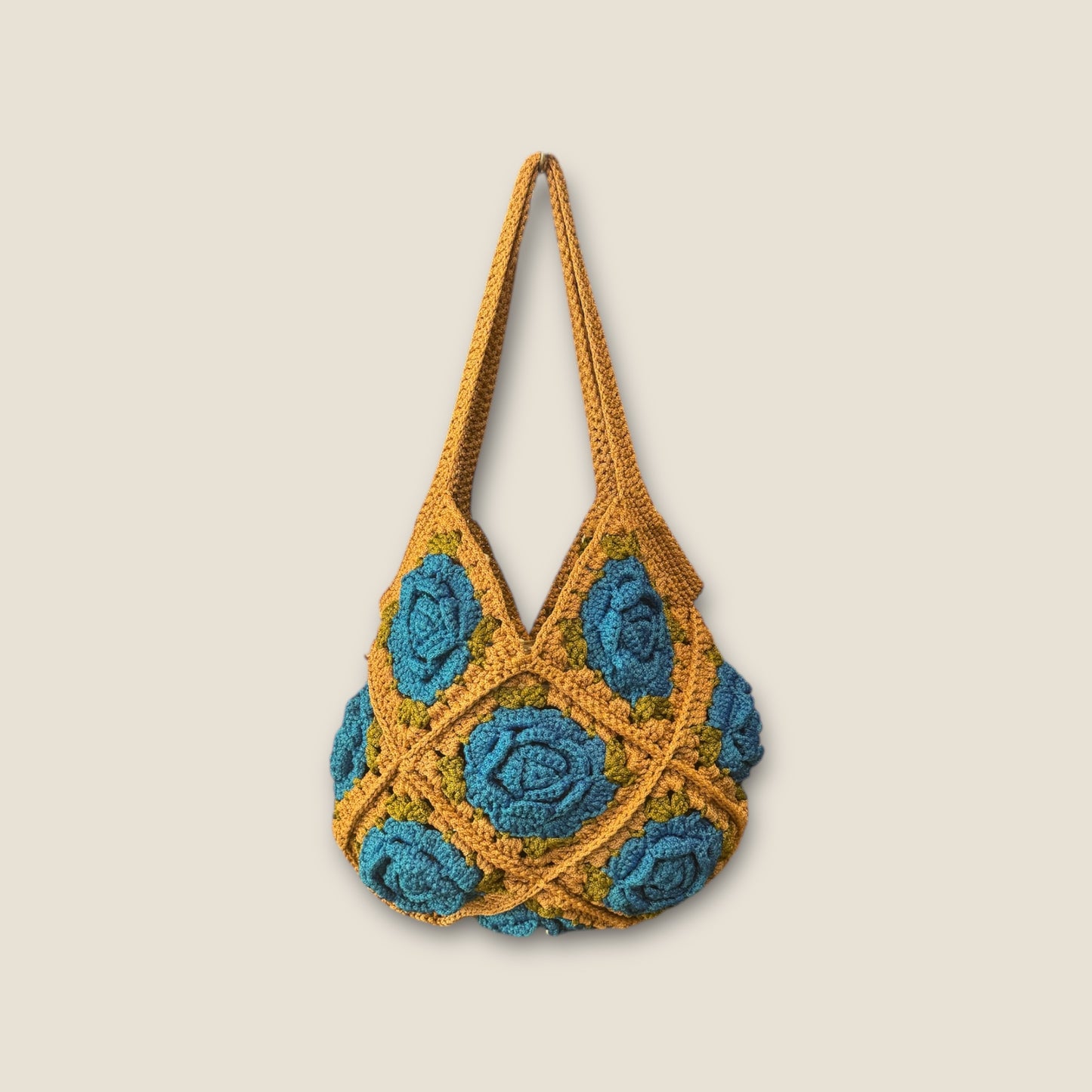 Bolso crochet con rosas