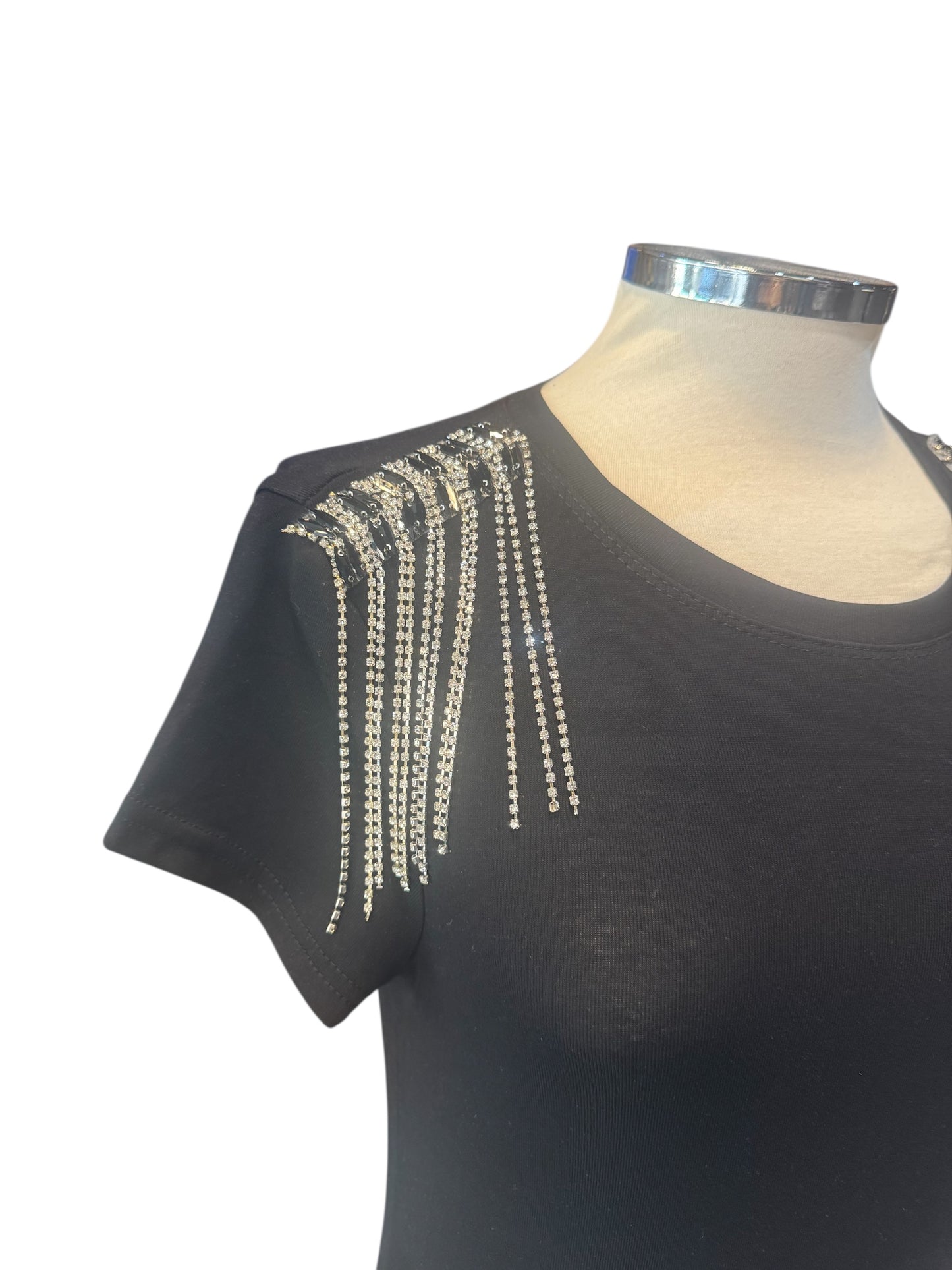 Camiseta hombreras pedrería