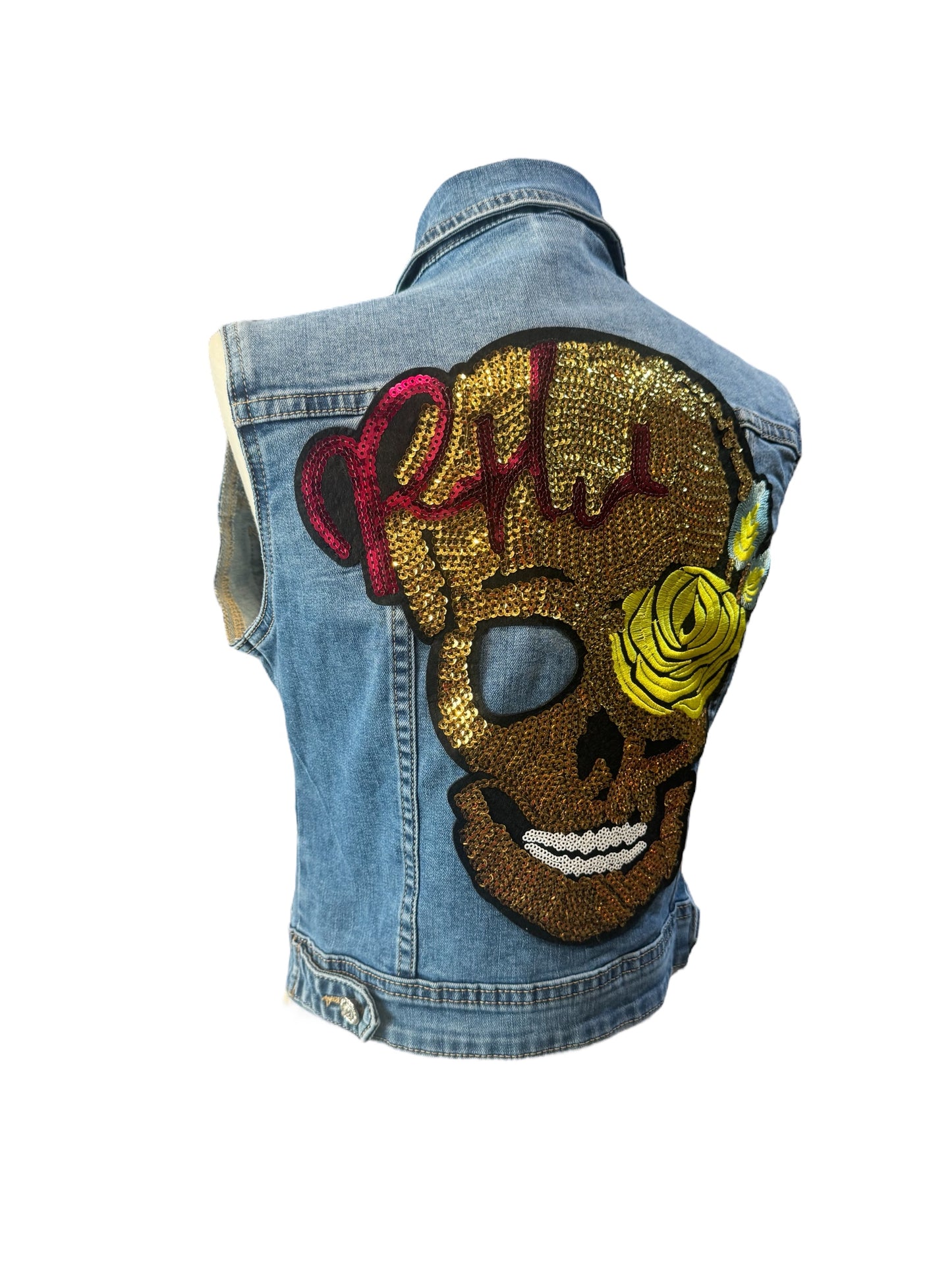 Chaleco vaquero calavera oro