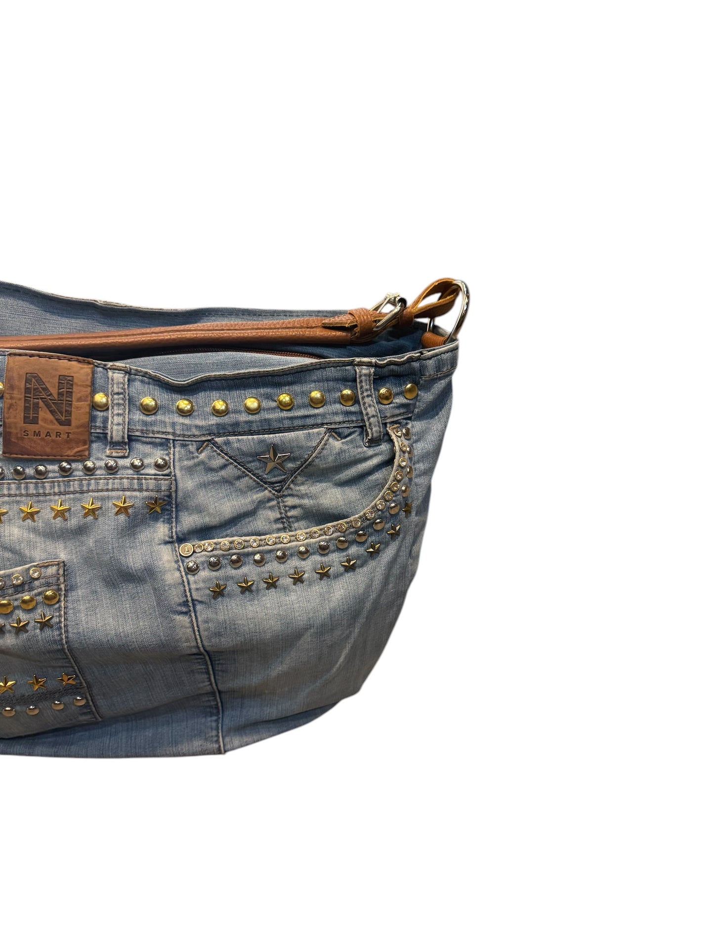 Bolso tote vaquero con remaches y tachuelas