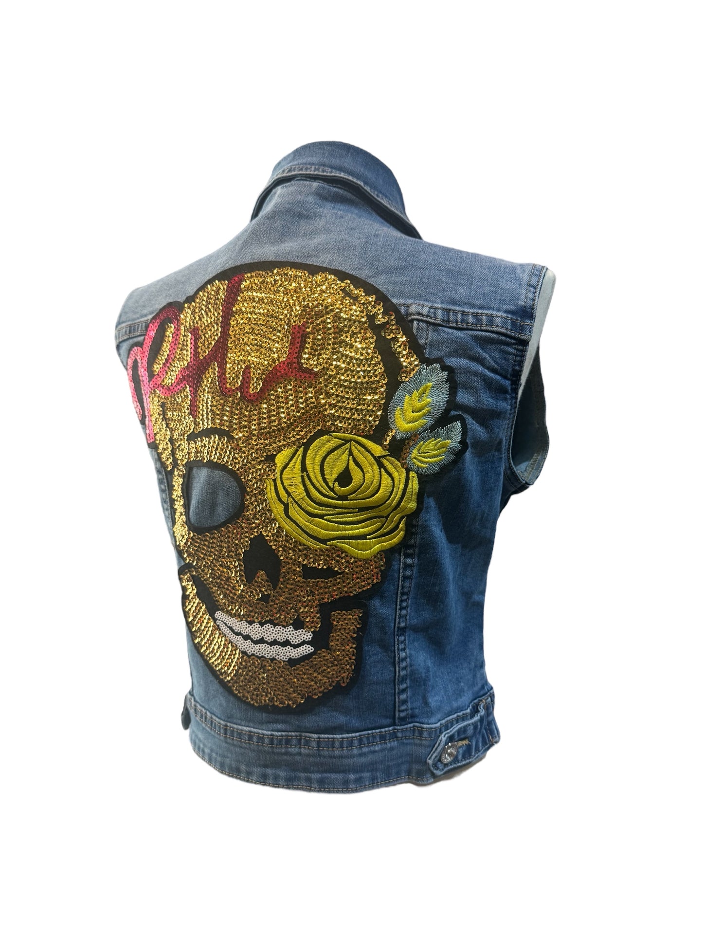 Chaleco vaquero calavera oro