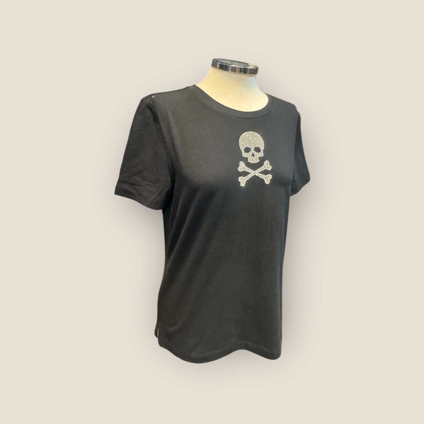 Camiseta calavera con tibias strass