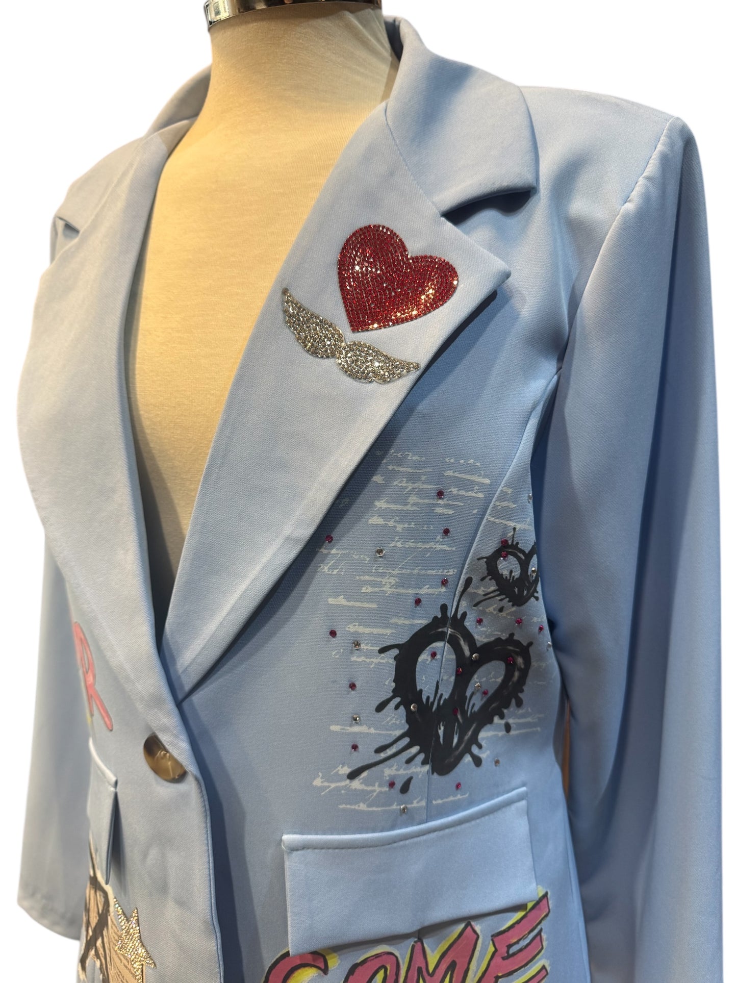 Blazer artística con aplicaciones strass