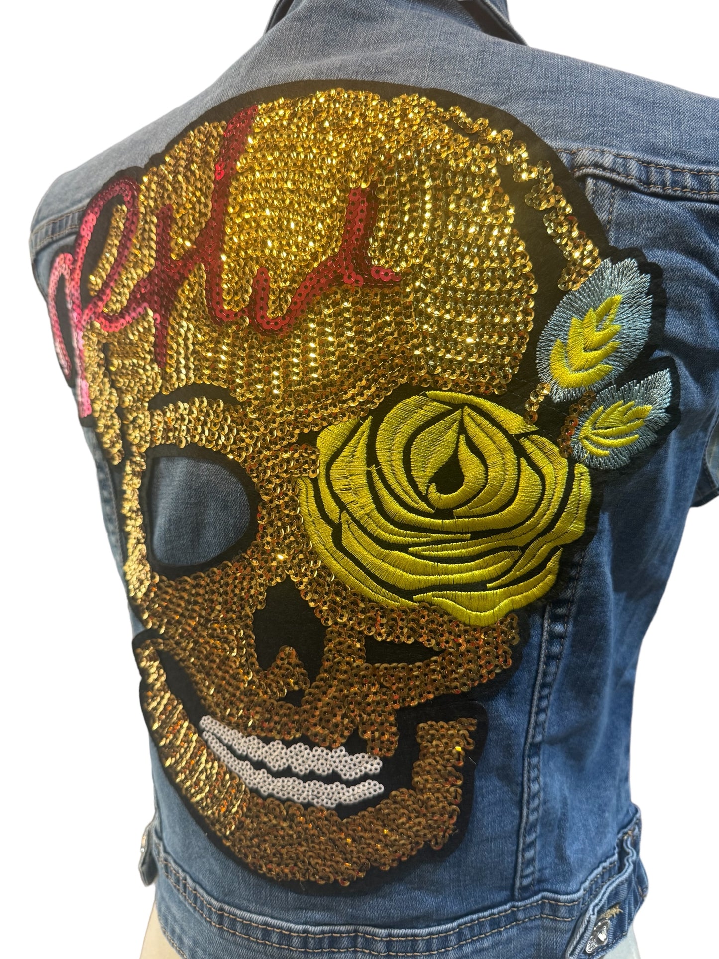 Chaleco vaquero calavera oro