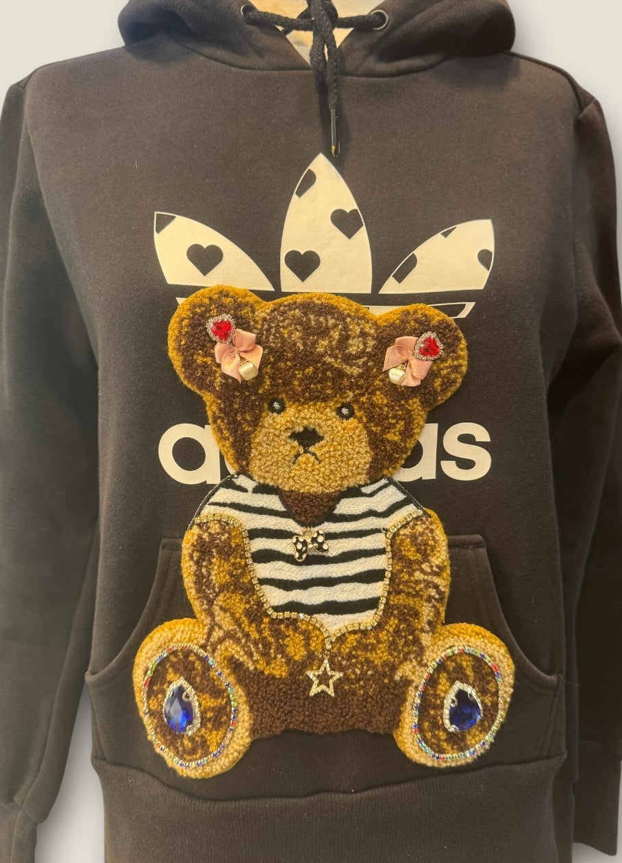Sudadera capucha negra con osito