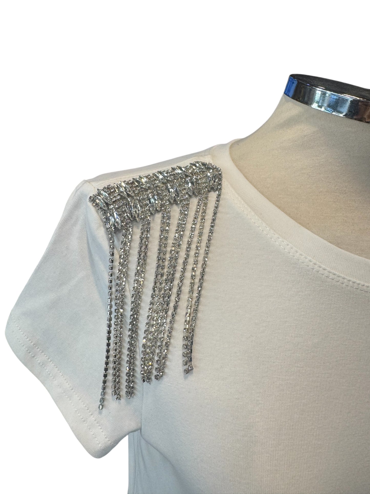 Camiseta hombreras pedrería