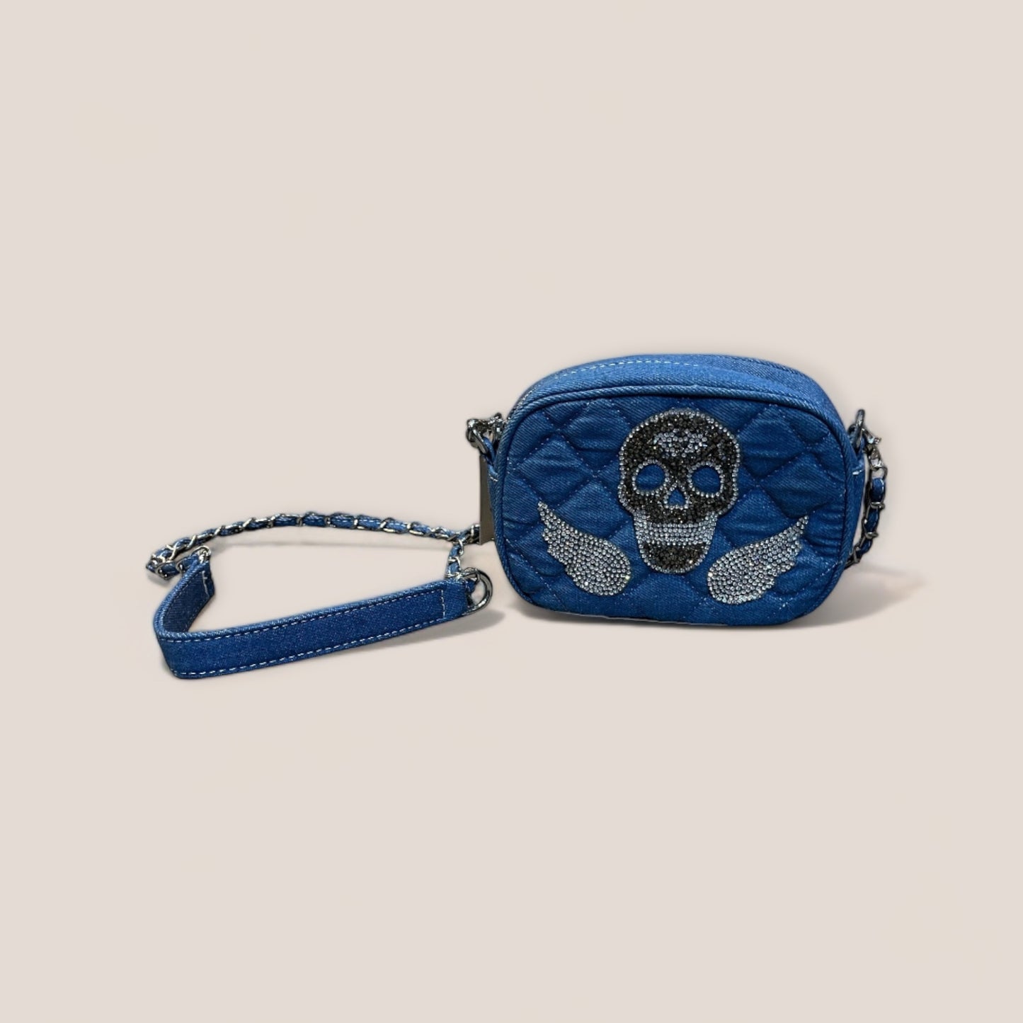 Bolso vaquero bandolera con calavera strass