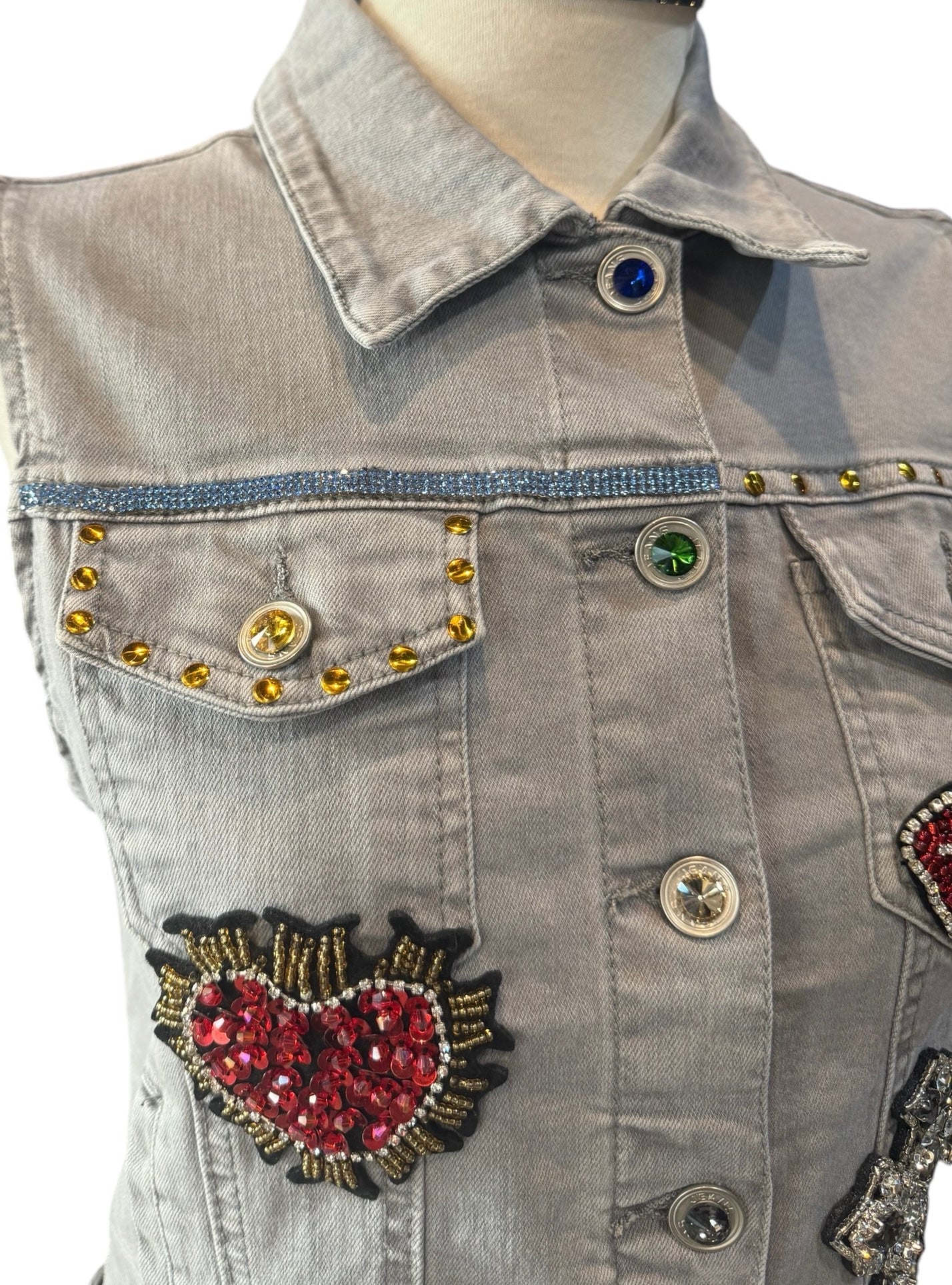 Chaleco calavera catrina con flores