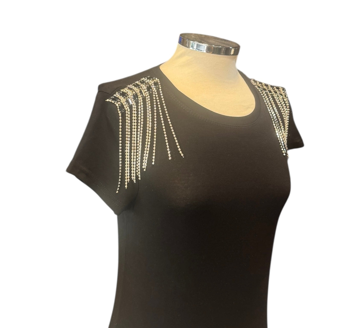 Camiseta hombreras pedrería