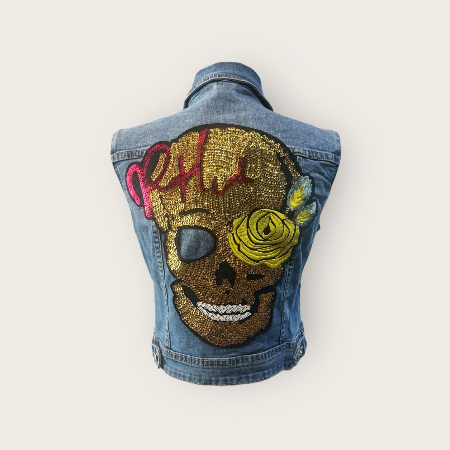 Chaleco vaquero calavera oro