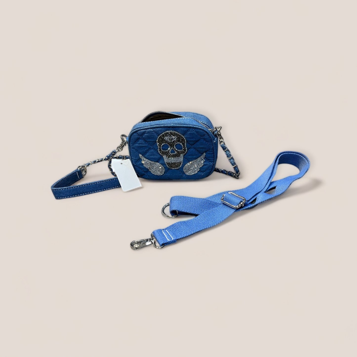 Bolso vaquero bandolera con calavera strass