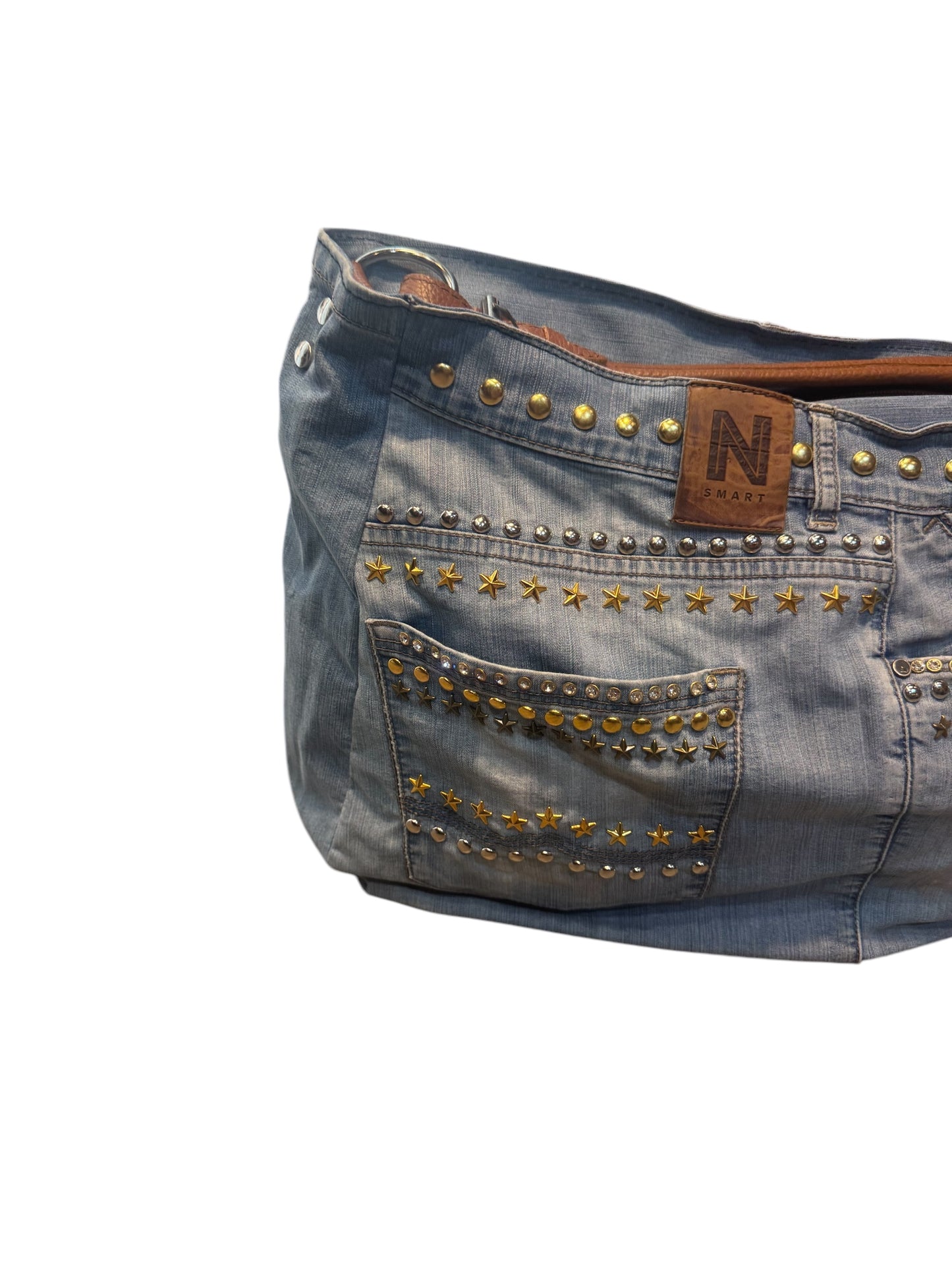 Bolso tote vaquero con remaches y tachuelas