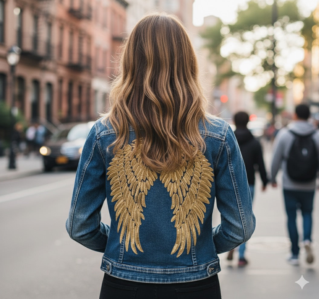 Chaqueta vaquera alas lentejuelas