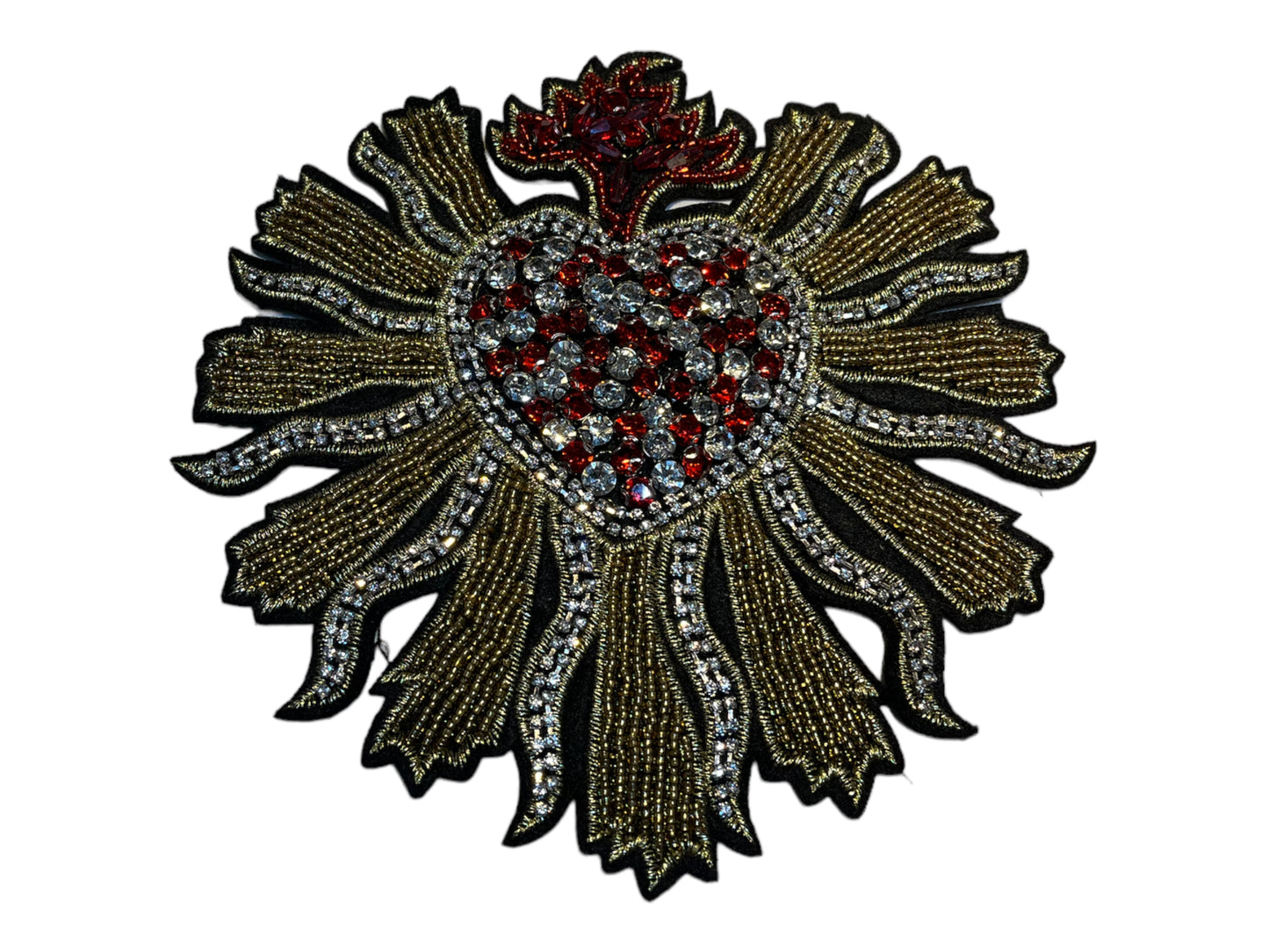 Parche corazón con pedrería y strass grande