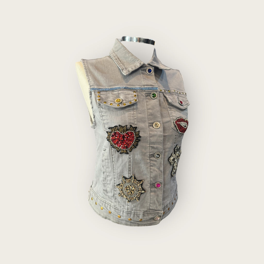 Chaleco calavera catrina con flores