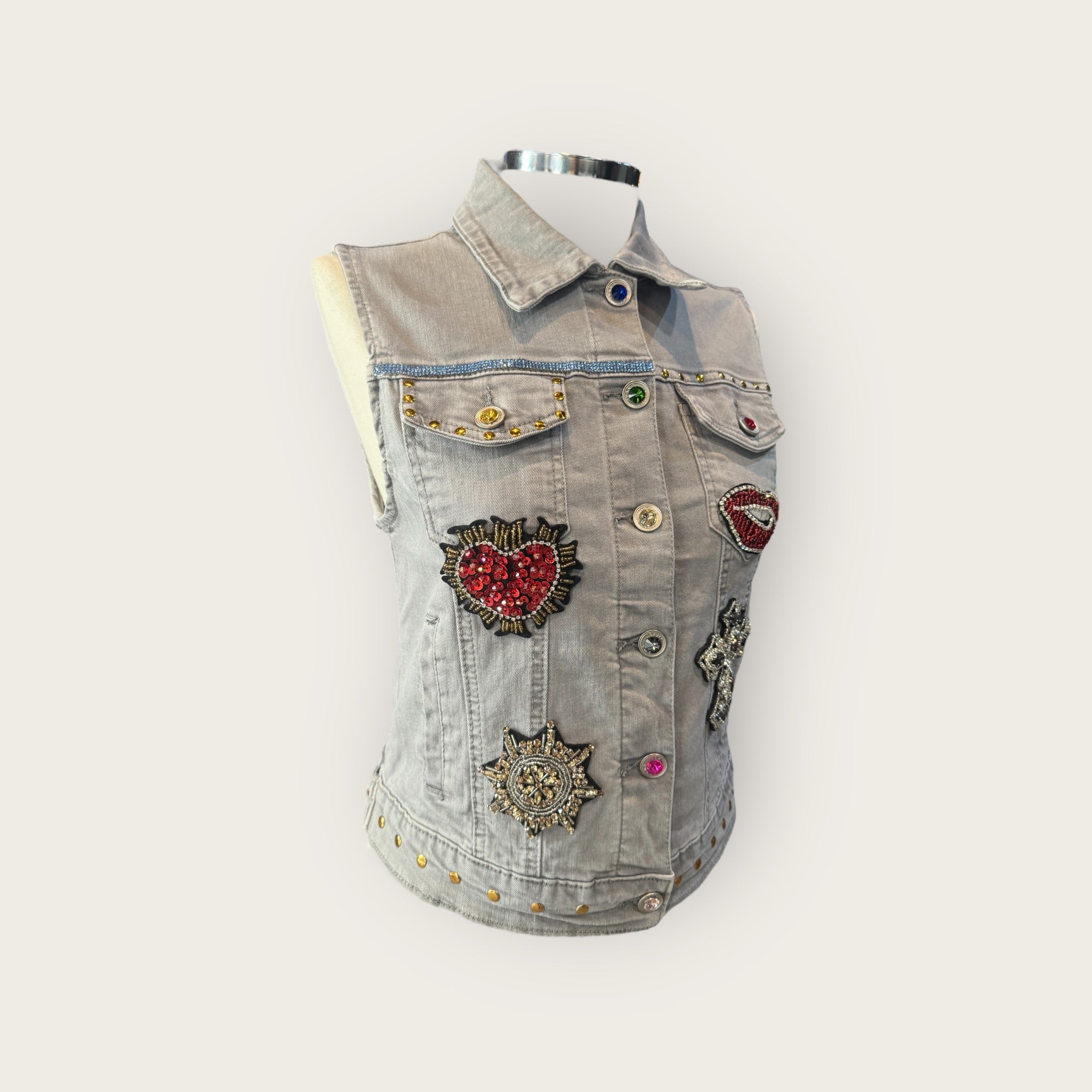 Chaleco calavera catrina con flores