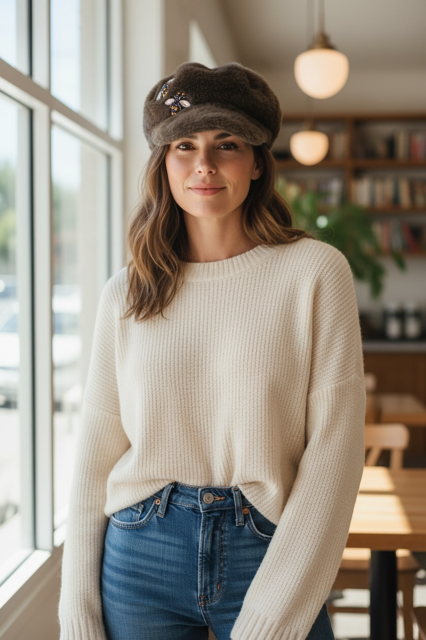 Gorra pelo con pedrería