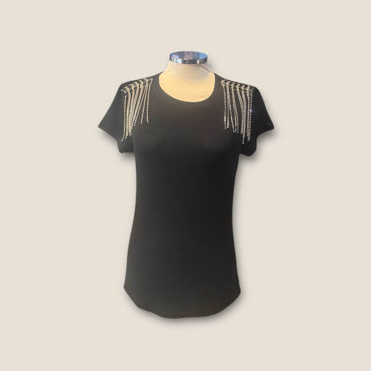 Camiseta hombreras pedrería