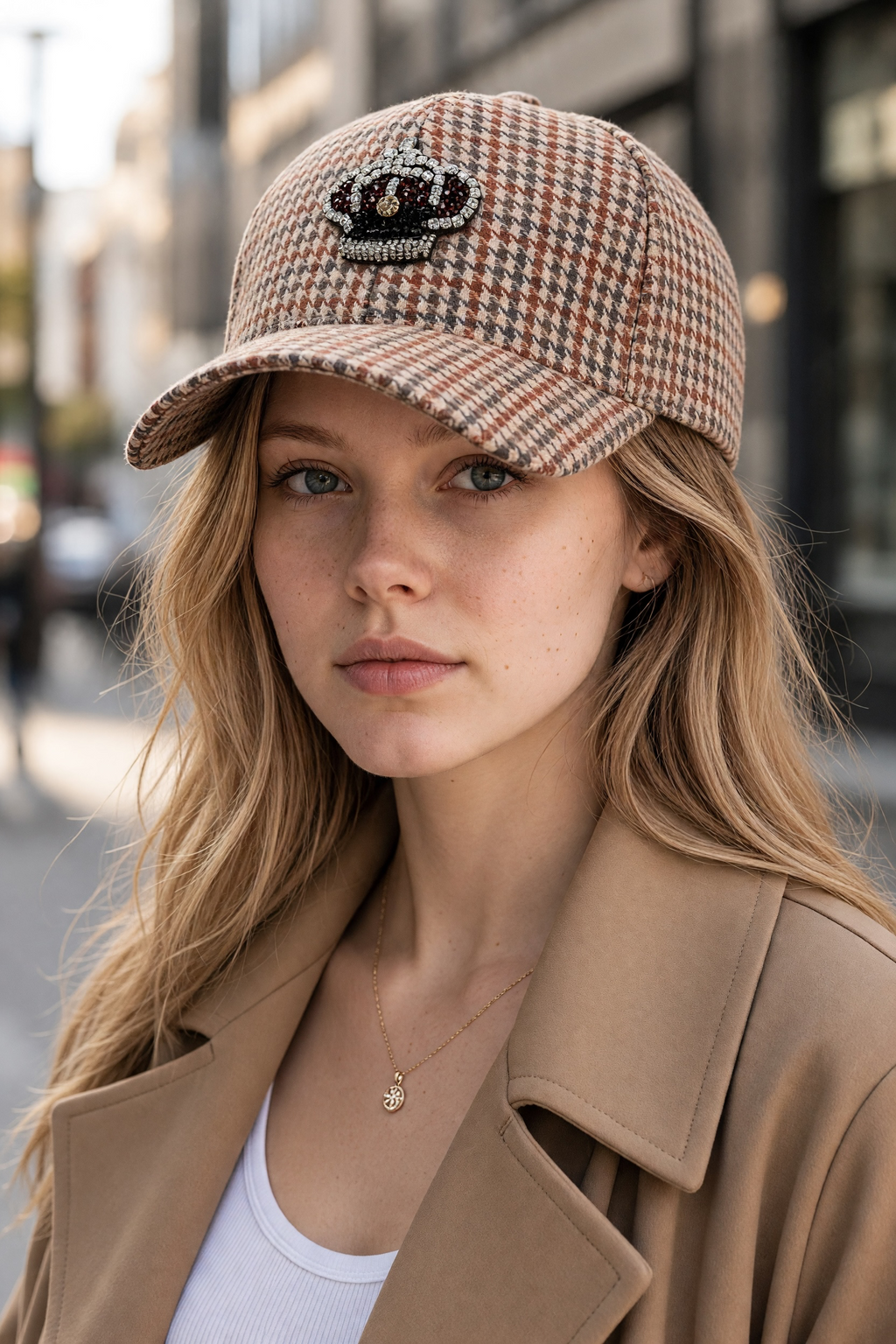Gorra cuadros con corona