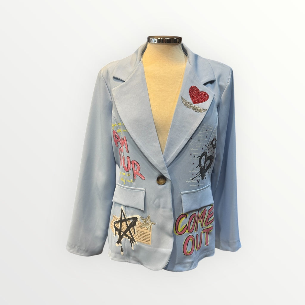 Blazer artística con aplicaciones strass