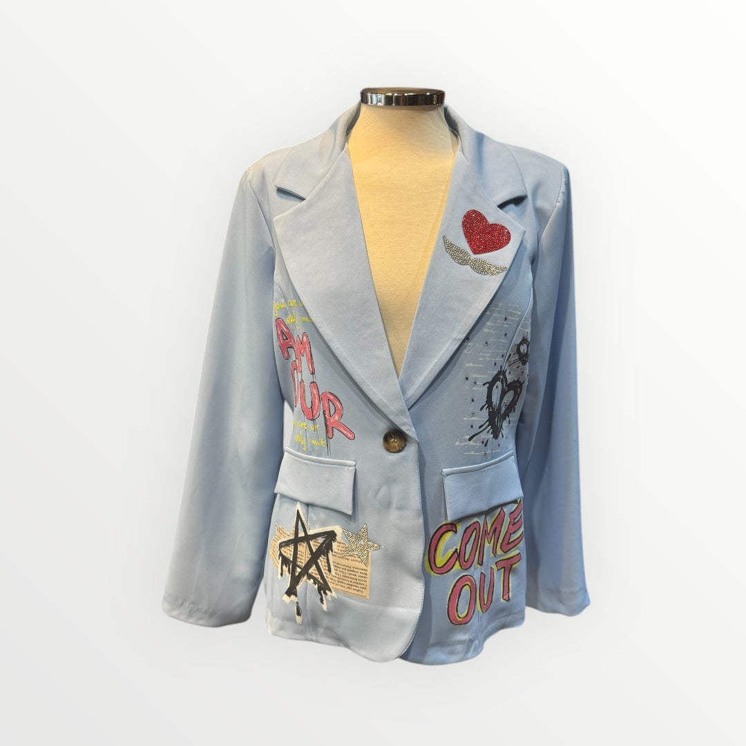 Blazer artística con aplicaciones strass