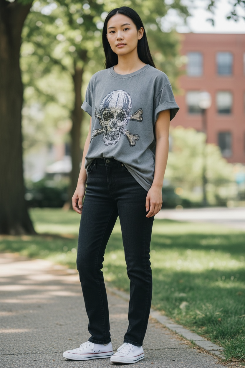 Camiseta Calavera Strass