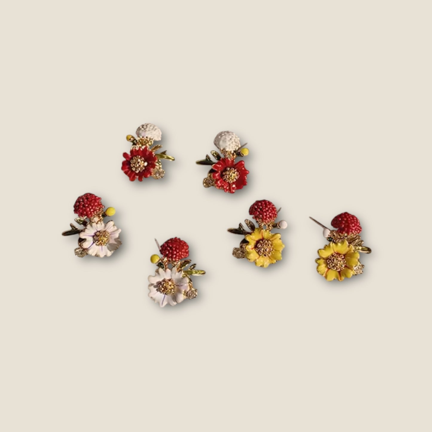 Pendientes esmalte flores