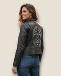 Cazadora piel con calavera