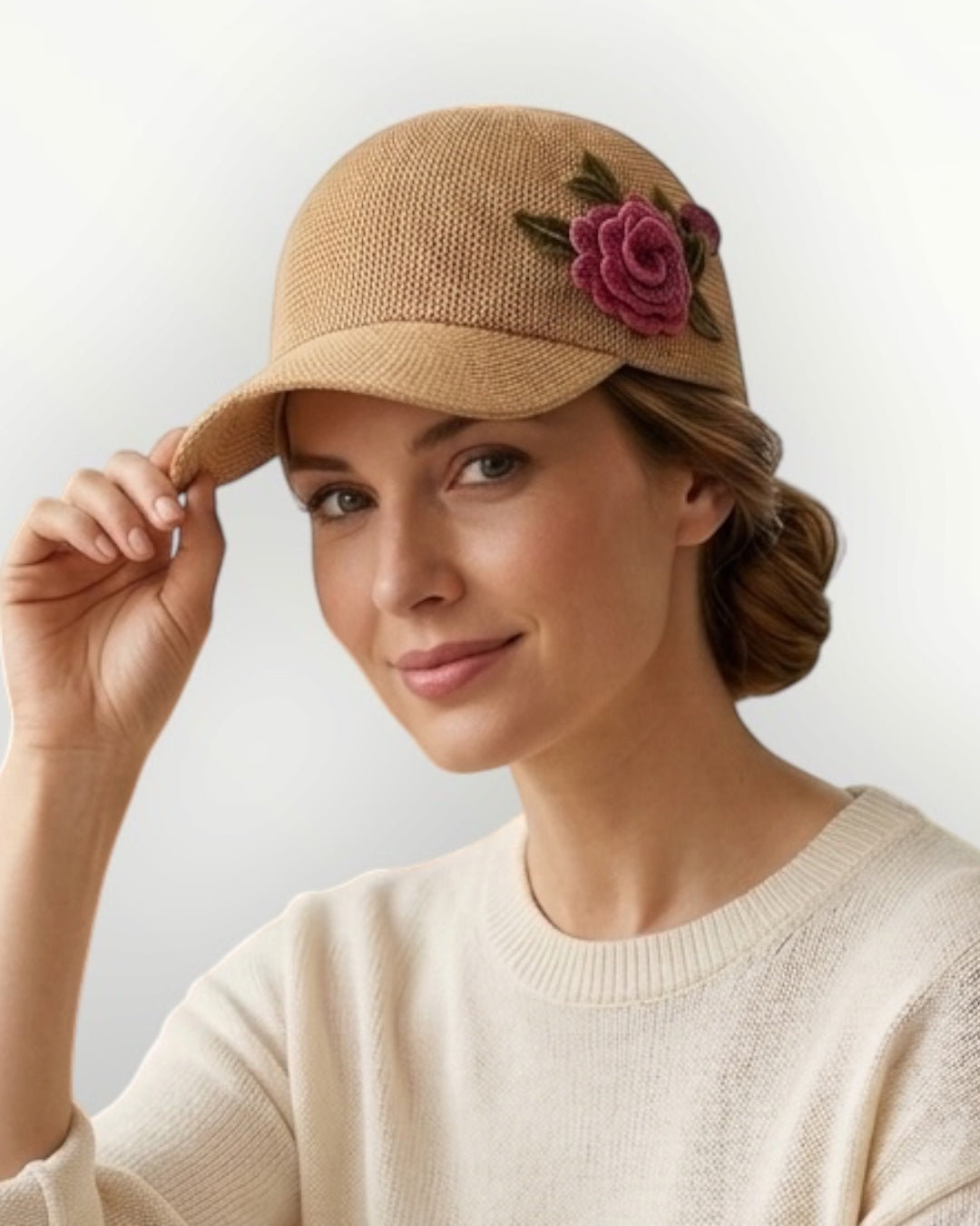 Gorra rafia flor
