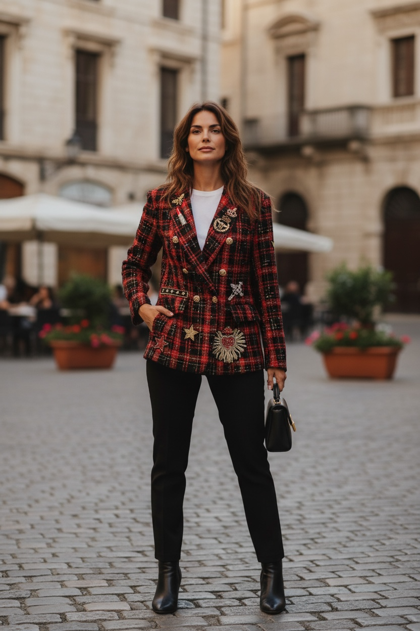 Blazer escocesa brillos