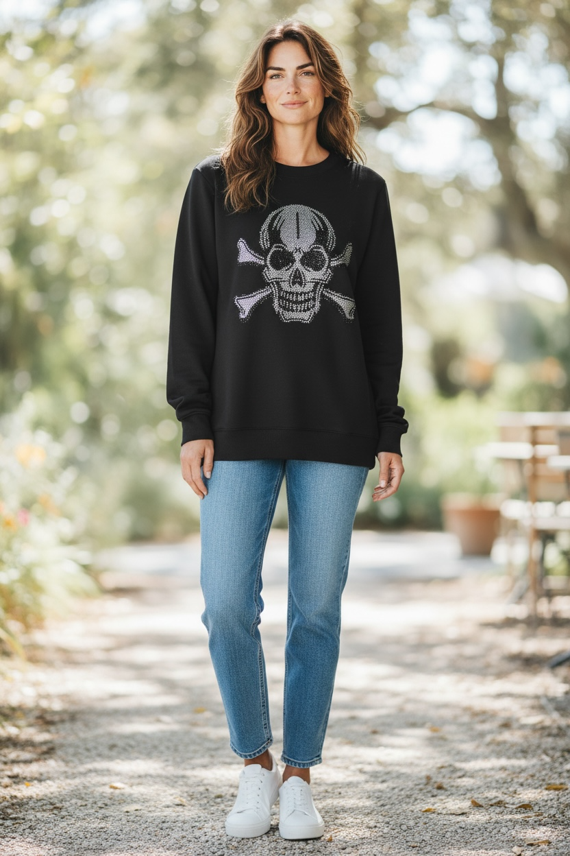 Sudadera Gran Calavera Strass