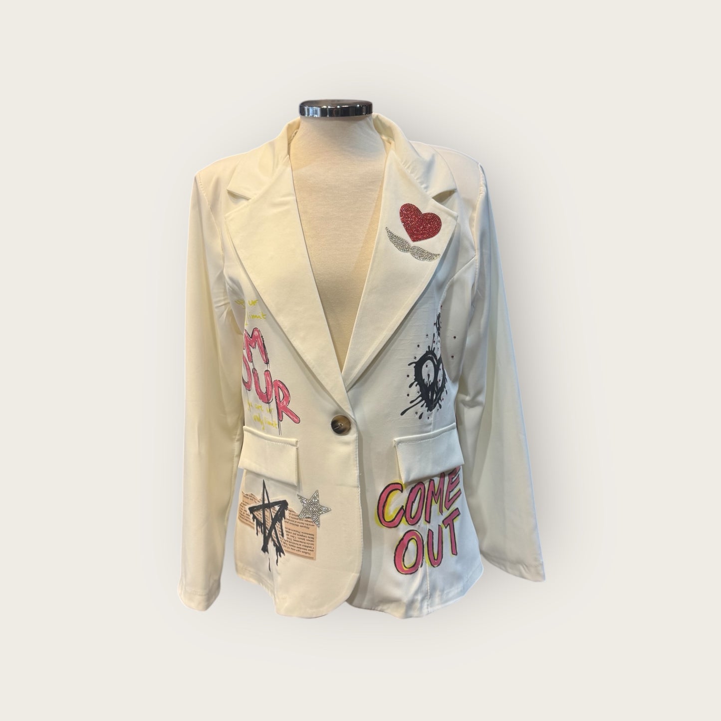 Blazer artística con aplicaciones strass