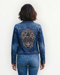 Chaqueta vaquera calavera negra y pedrería