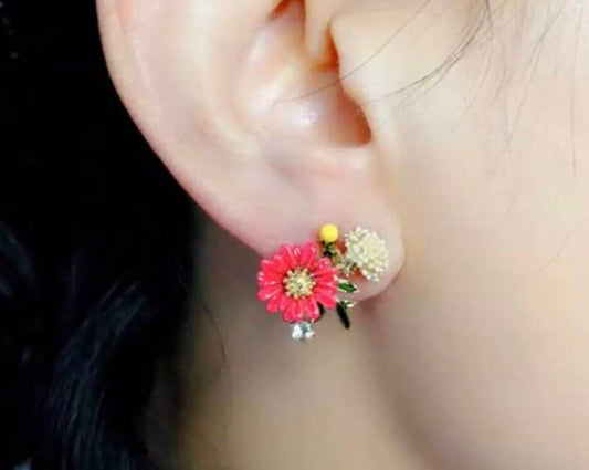 Pendientes esmalte flores