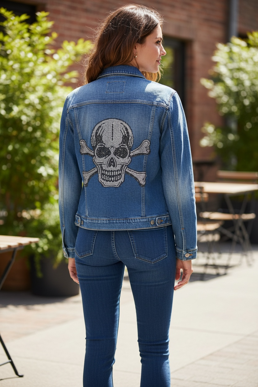 Chaqueta vaquera calavera strass