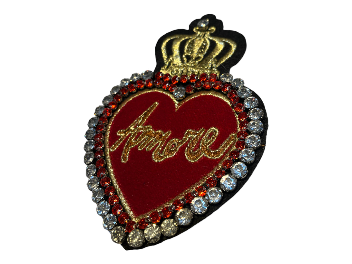 Parche corazón ribeteado pedrería