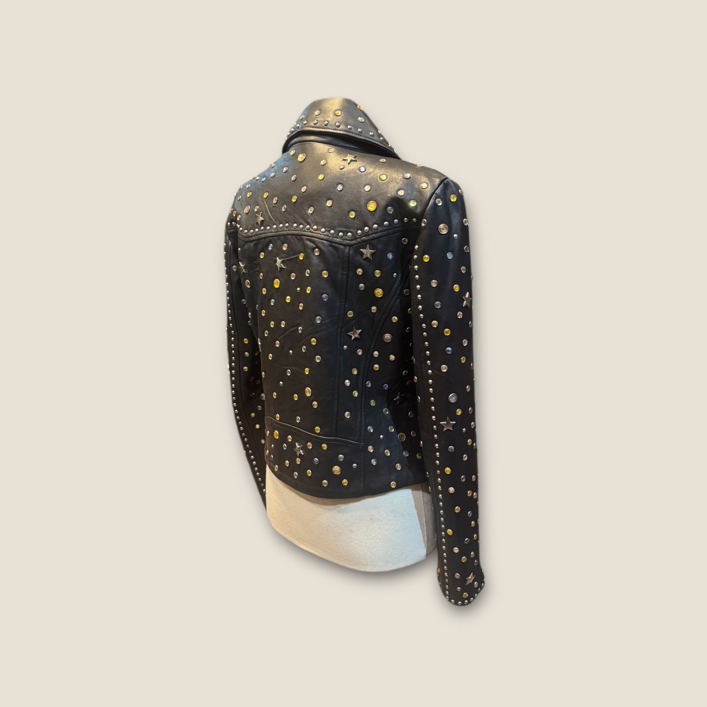 Biker piel con Remaches y tachuelas strass