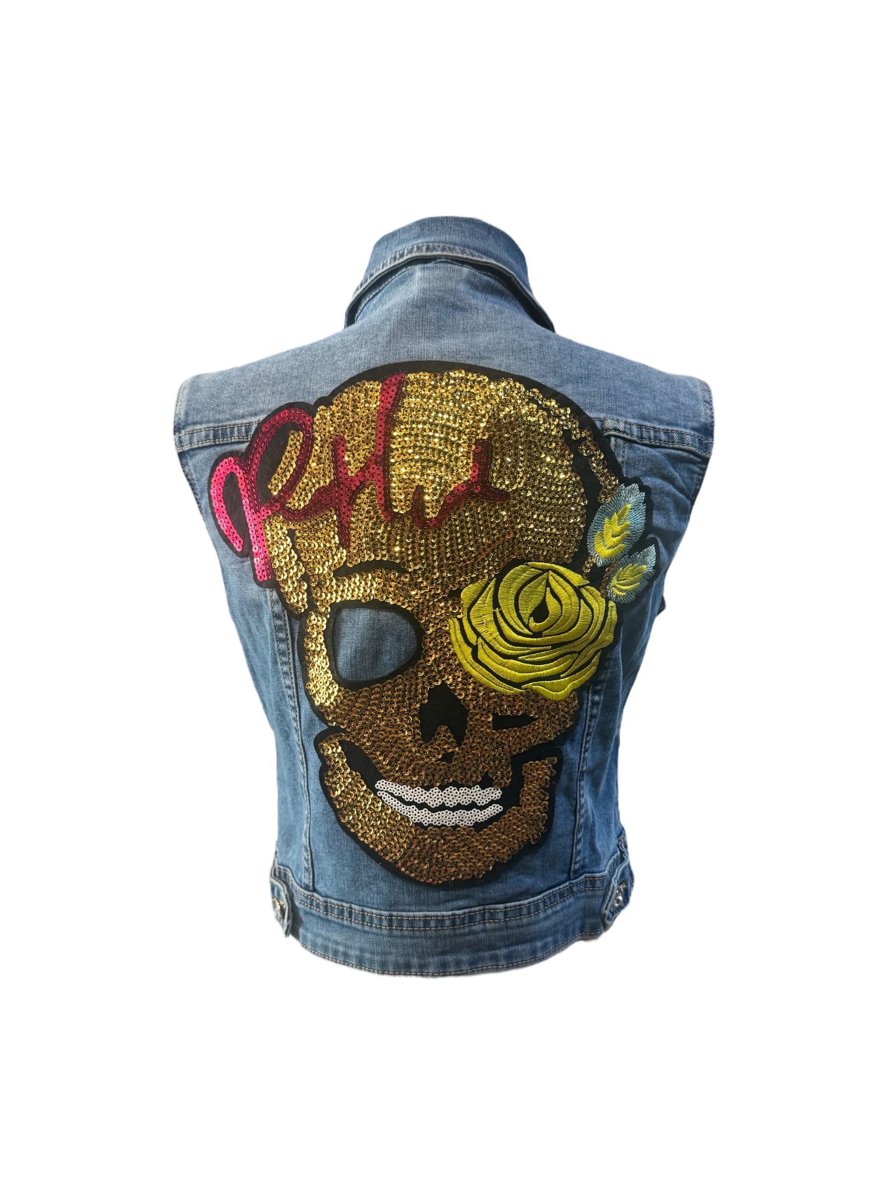 Chaleco vaquero calavera oro