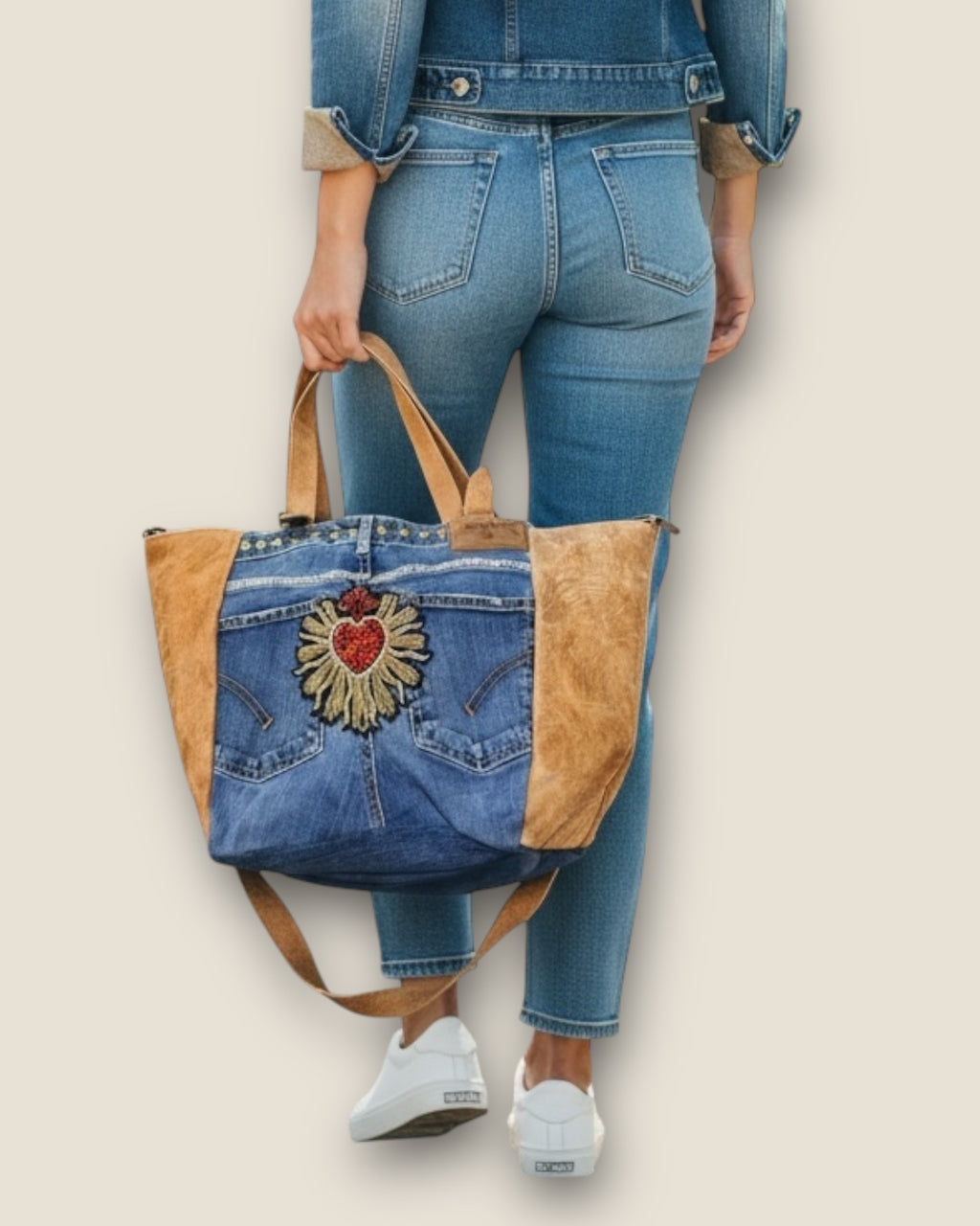 Bolso shopping vaquero con corazón