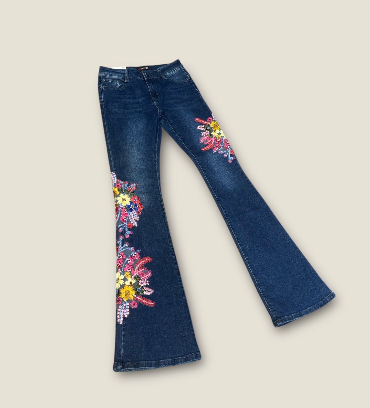 Pantalones flores y strass
