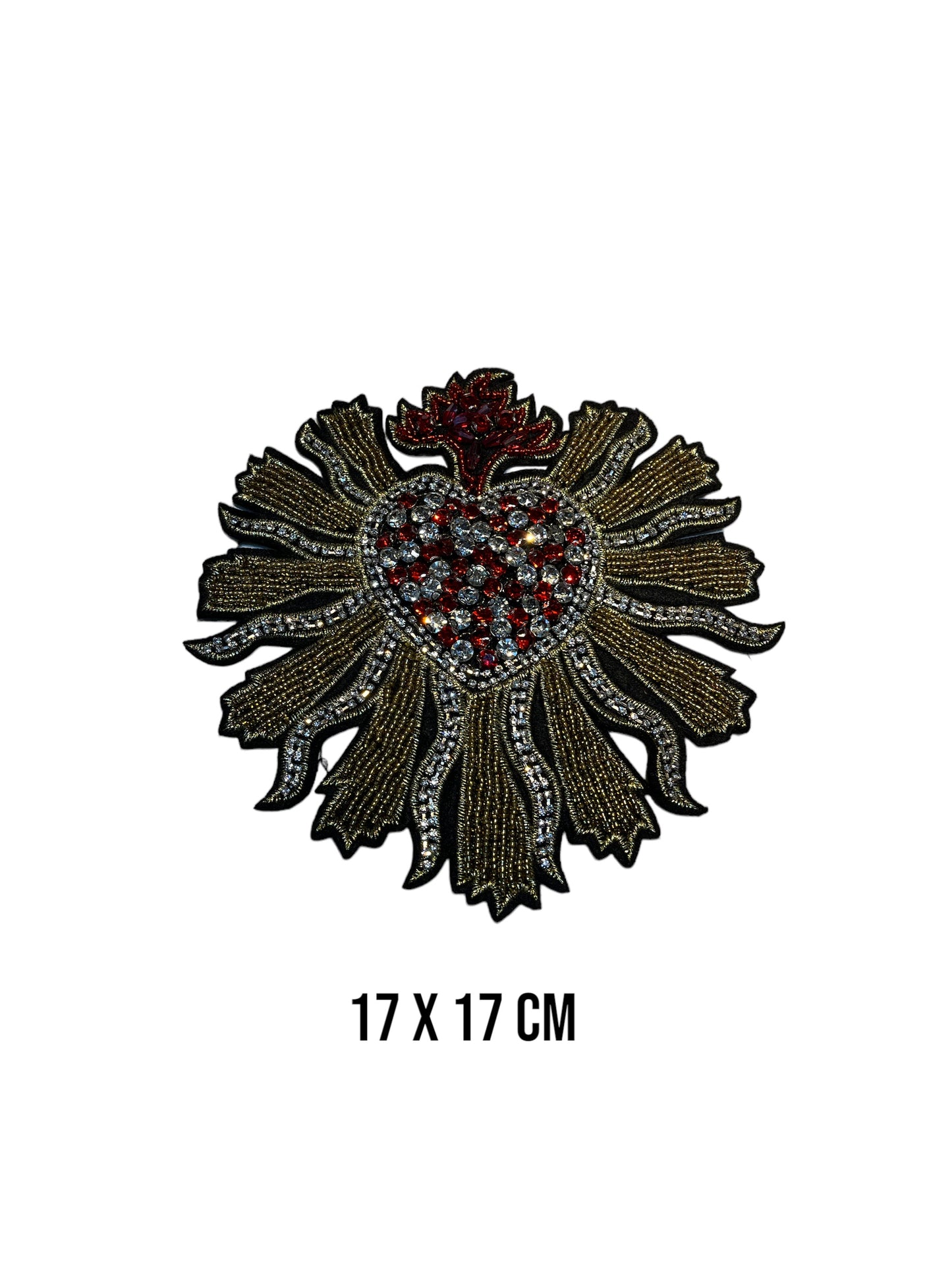 Parche corazón con pedrería y strass grande