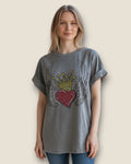 Camiseta corazón alado strass