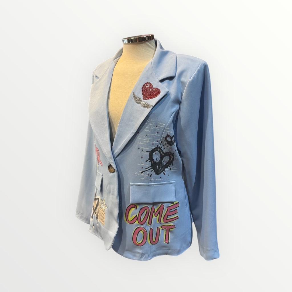 Blazer artística con aplicaciones strass