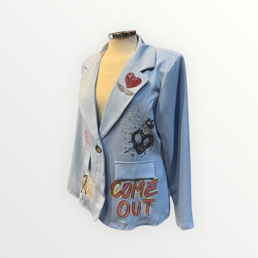 Blazer artística con aplicaciones strass