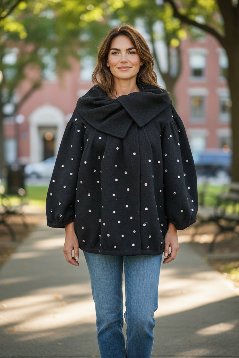 Bomber lana con strass