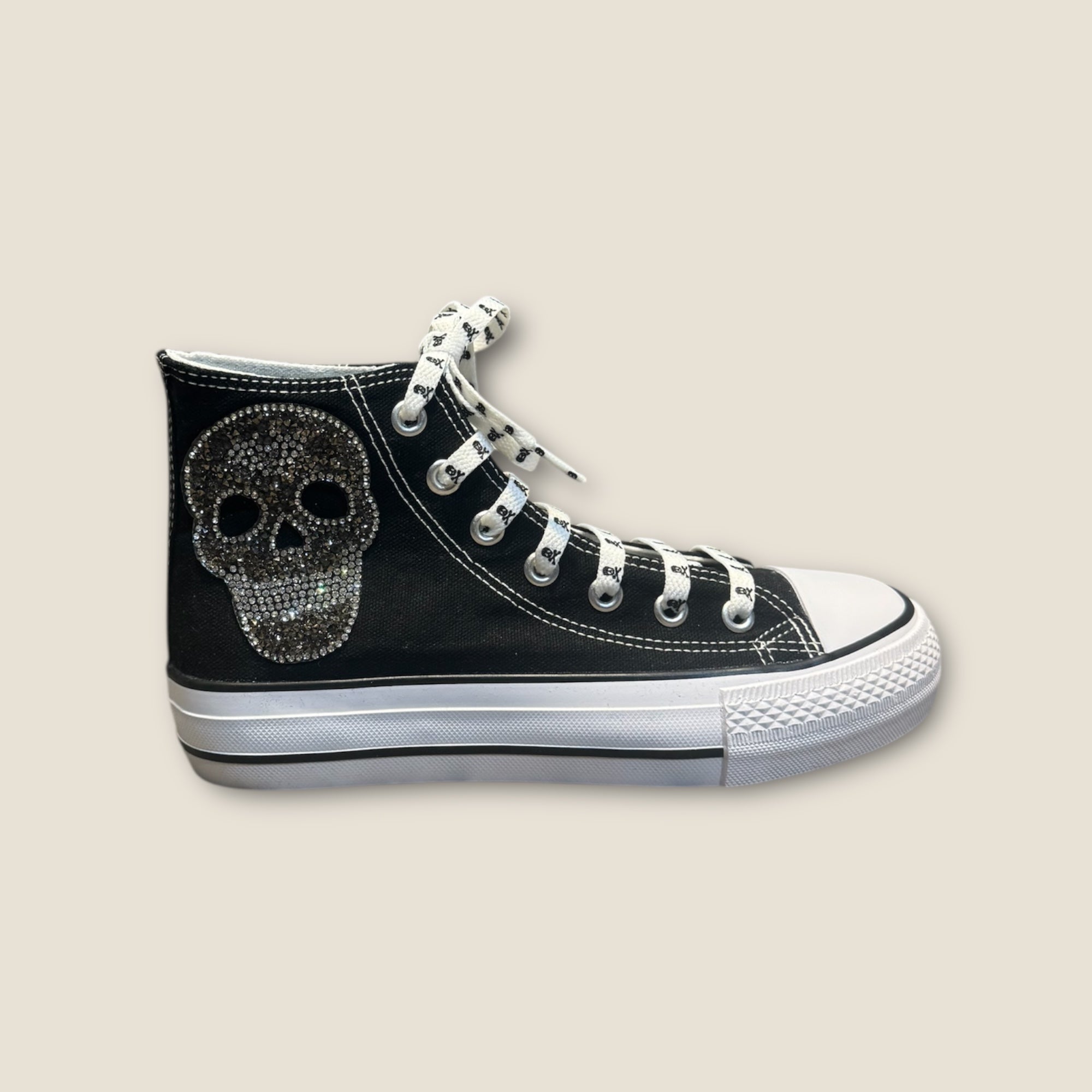 Zapatillas de lona con calavera de strass