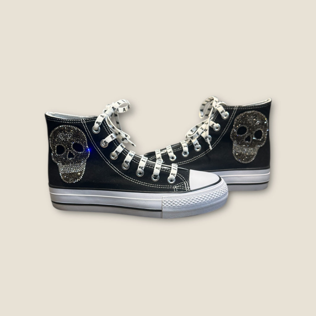 Zapatillas de lona con calavera de strass