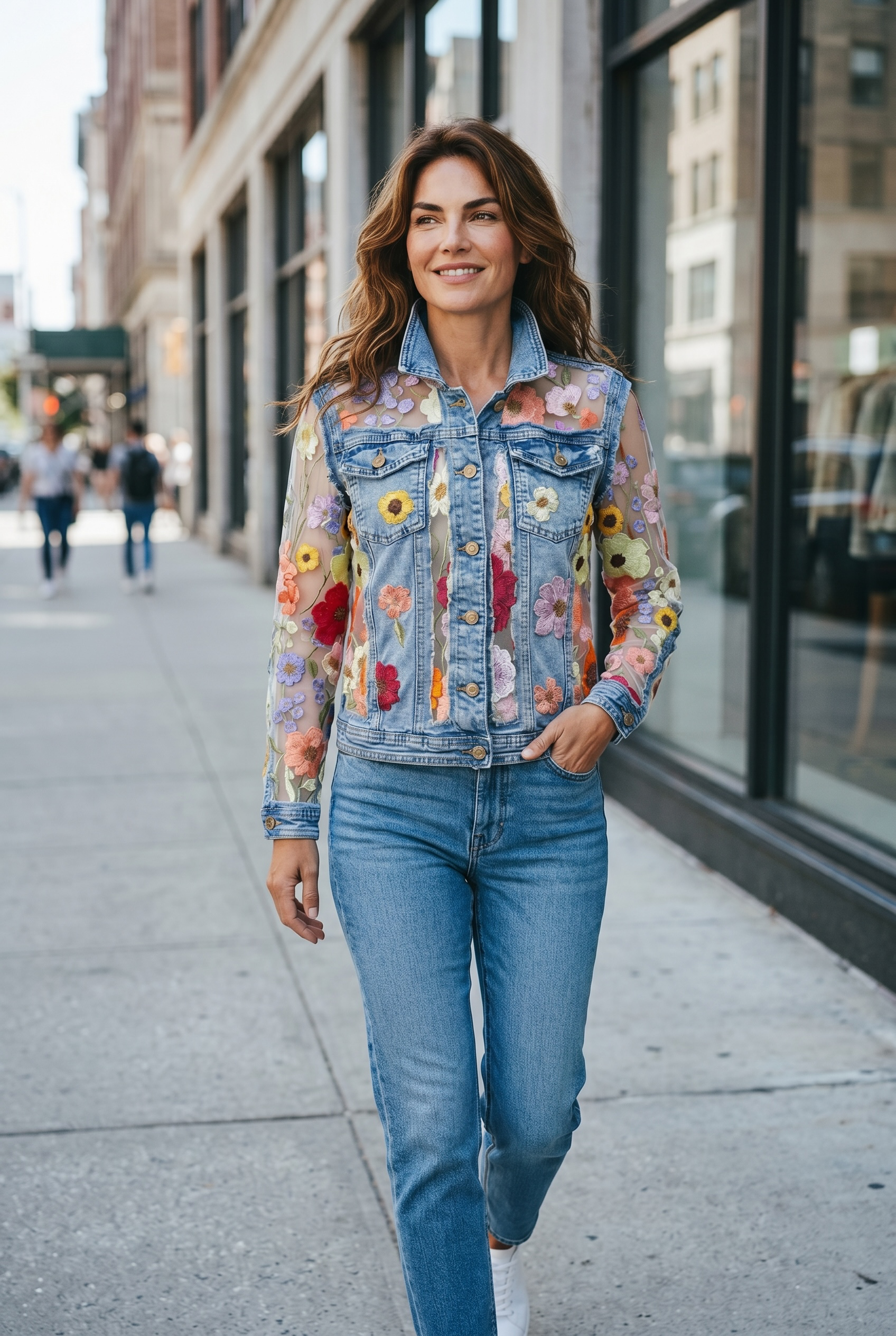 Chaqueta vaquera tul y flores