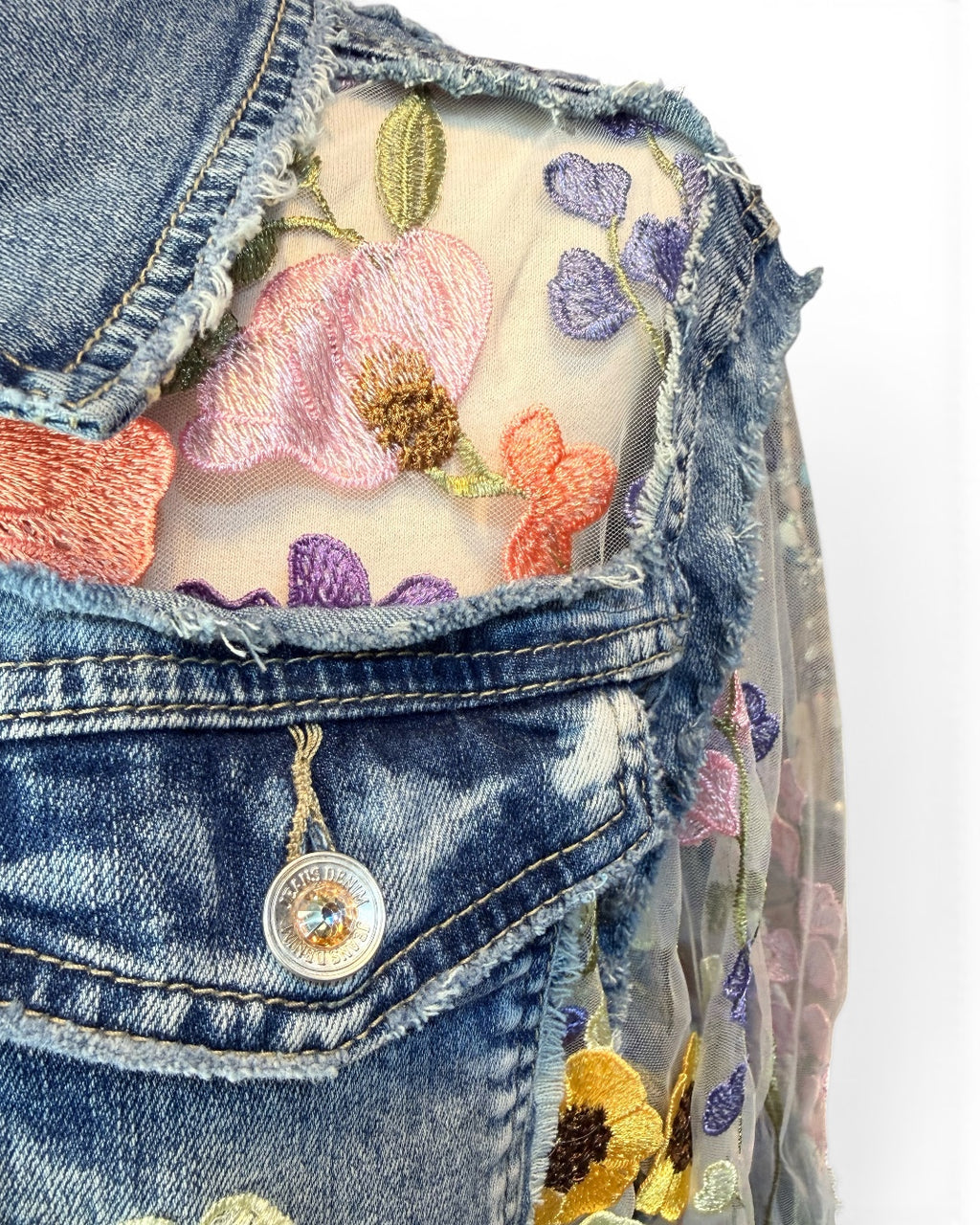 Chaqueta vaquera tul y flores