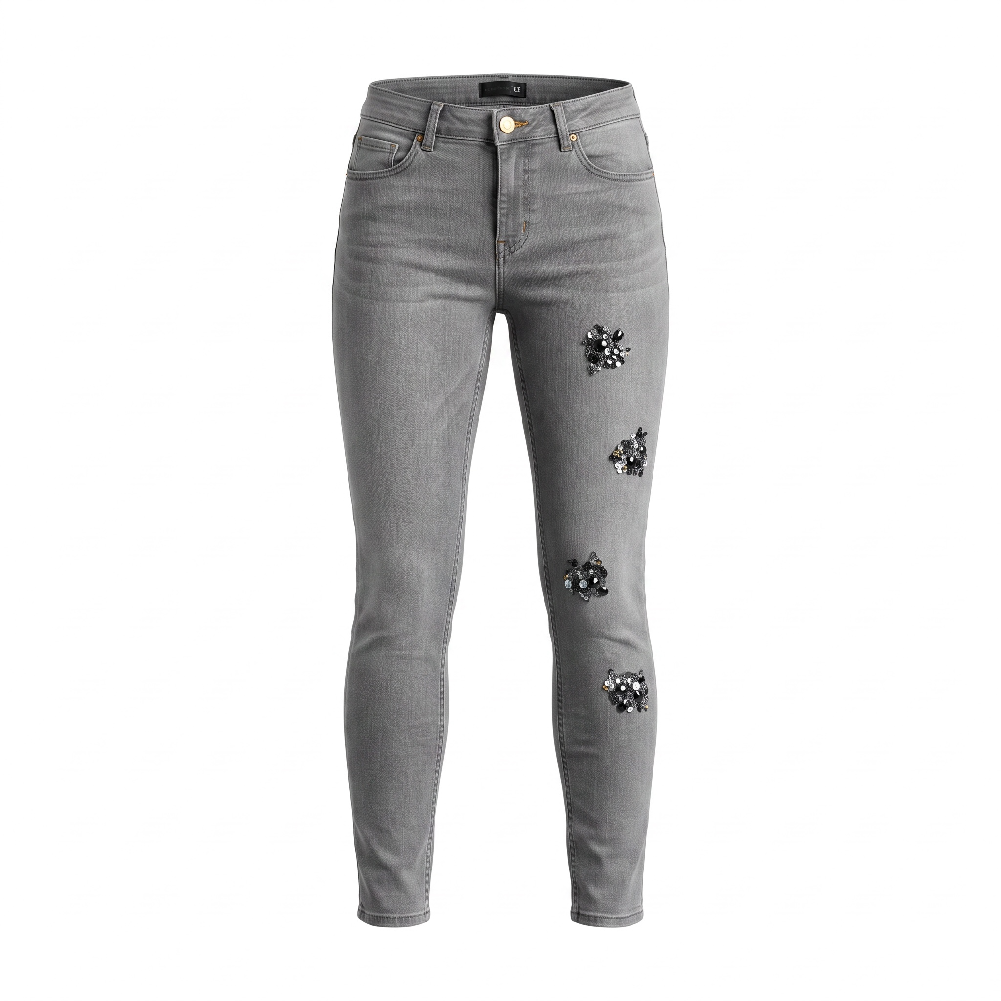 Pantalón vaquero gris pedrería